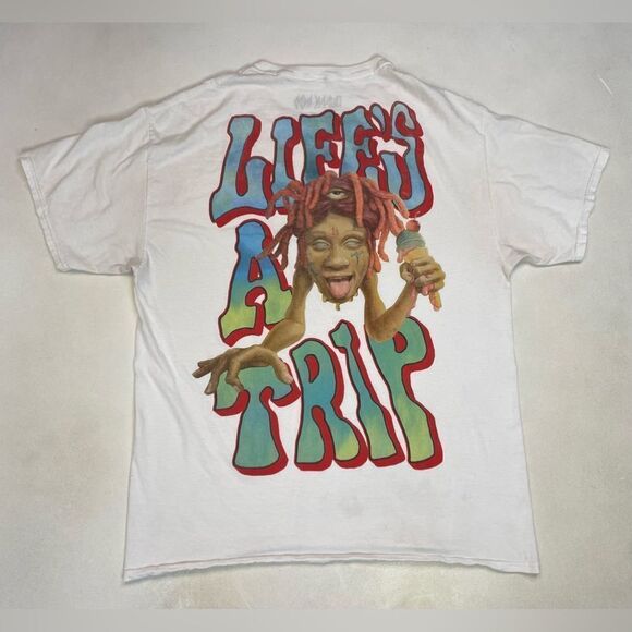 Trippie Redd Life’s A Trip Graphic T-shirt Men Large White Short Sleeve Music - Picture 1 of 11